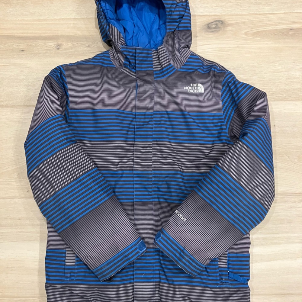 The North Face Blue and Gray Striped Jacket